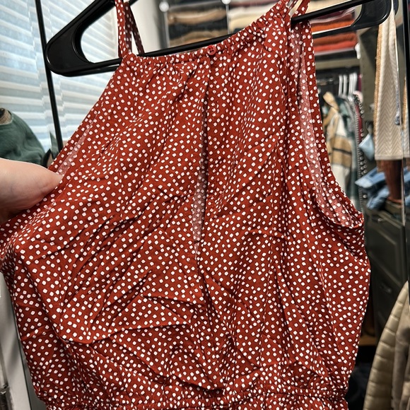 Old Navy NWT HAS POCKETS orange and white romper size S - Picture 6 of 7